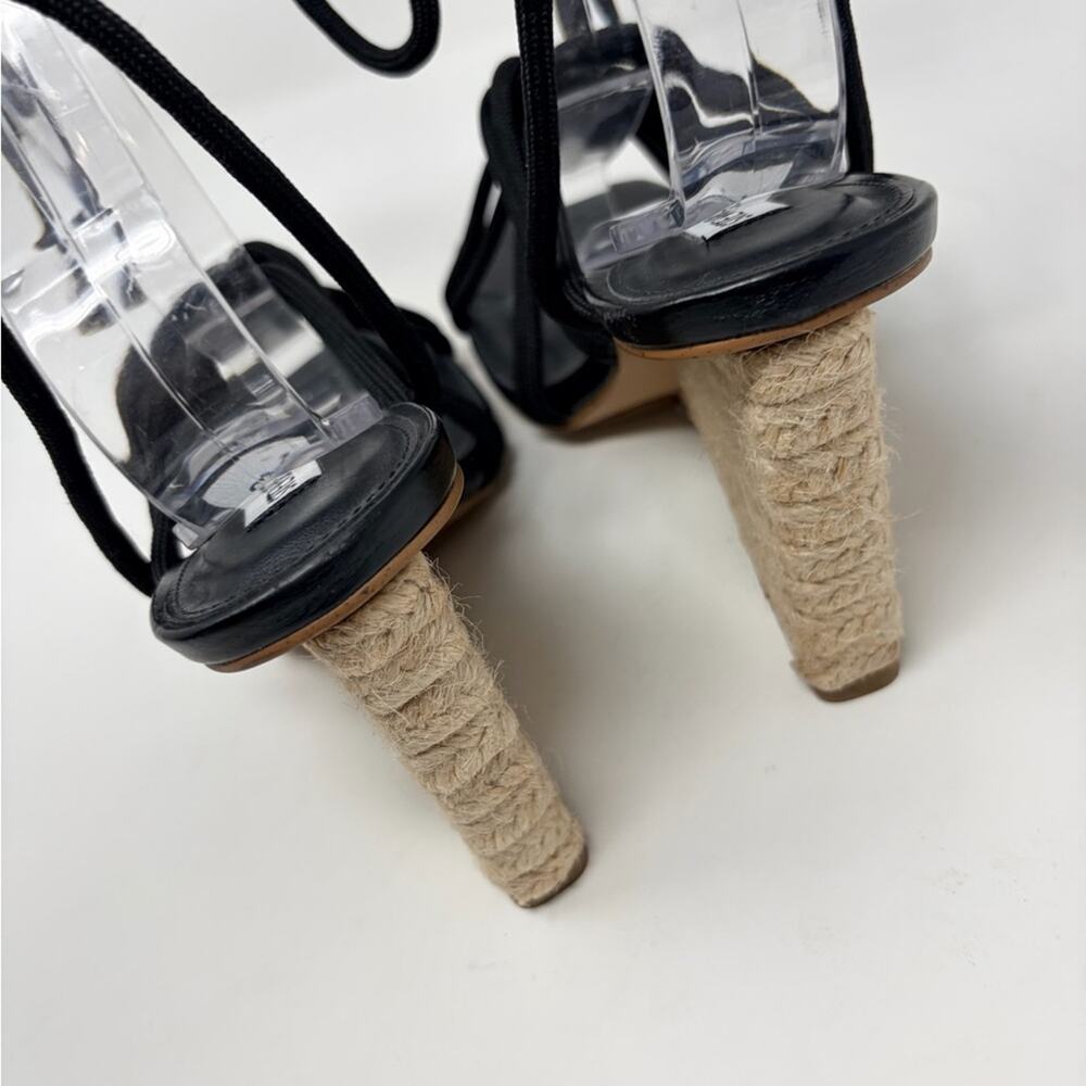 NEW Steve Madden Idolized Black Rope Ankle TIe Wedge Sandals, Size 7.5 MSRP $118 - Picture 7 of 10